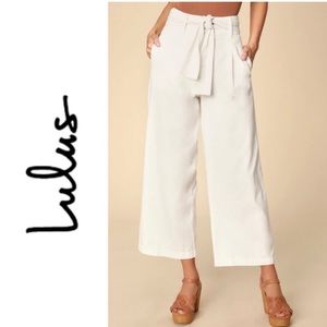 White Billabong Wide Leg Pants with Tie